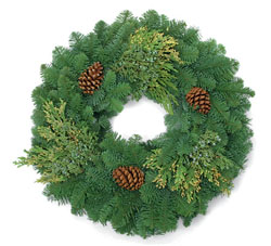 16" Mixed Wreath with Cones