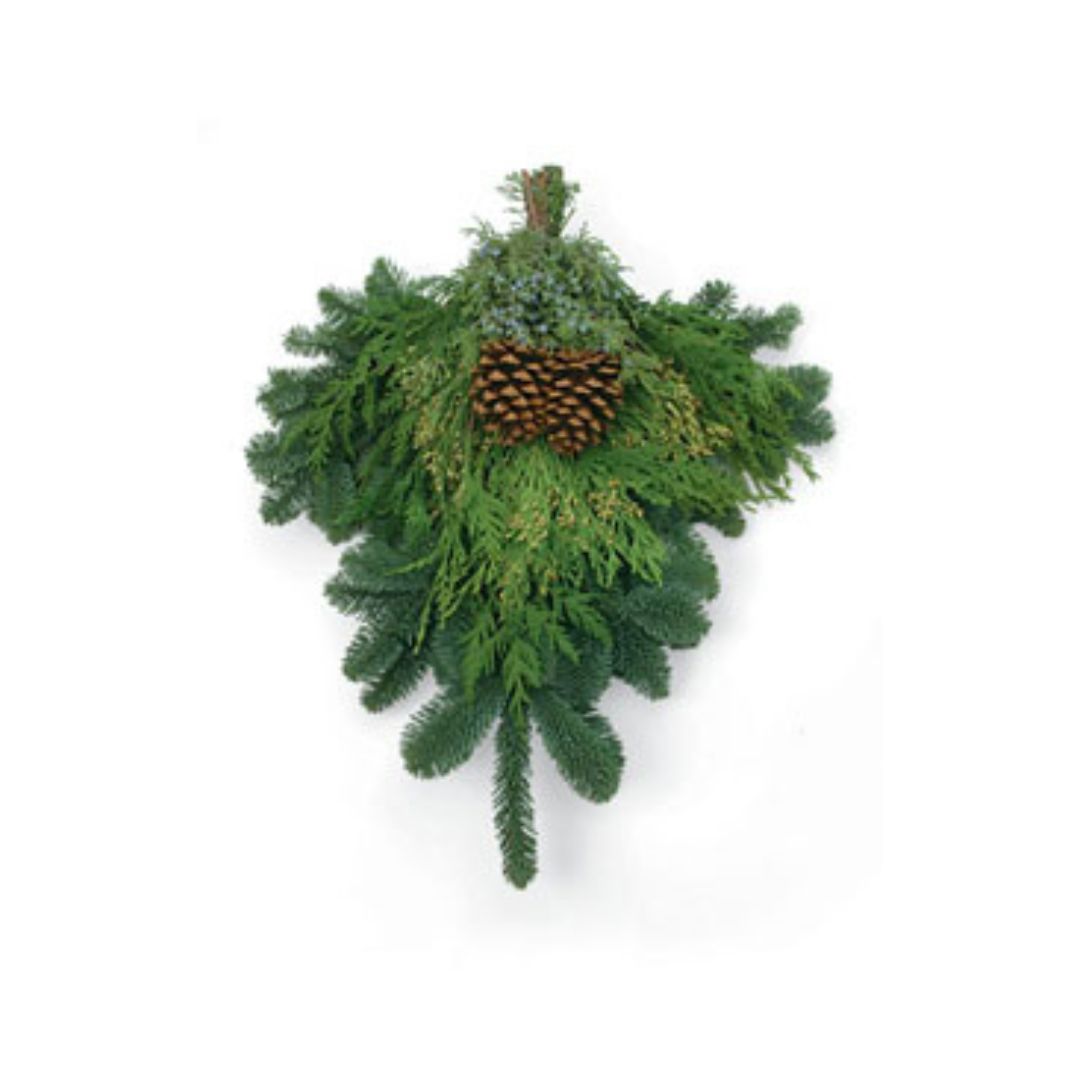 22" Mixed Evergreen Swag with Cone