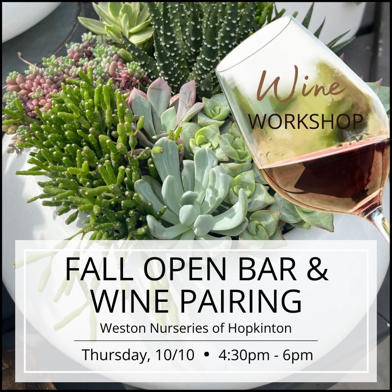 Fall Open Bar & Wine Pairing at the Potting Bar - Hopkinton